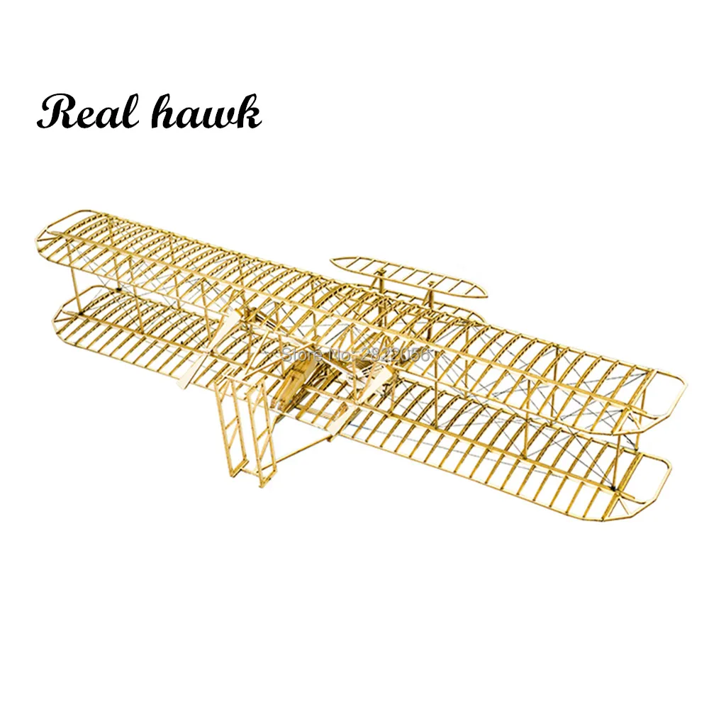 Real Hawk Wright Brothers Flyer 1 scala 1:24 Aircraft Wood Solid DIY Assembly Model Set giocattoli in legno ornamenti regali per bambini