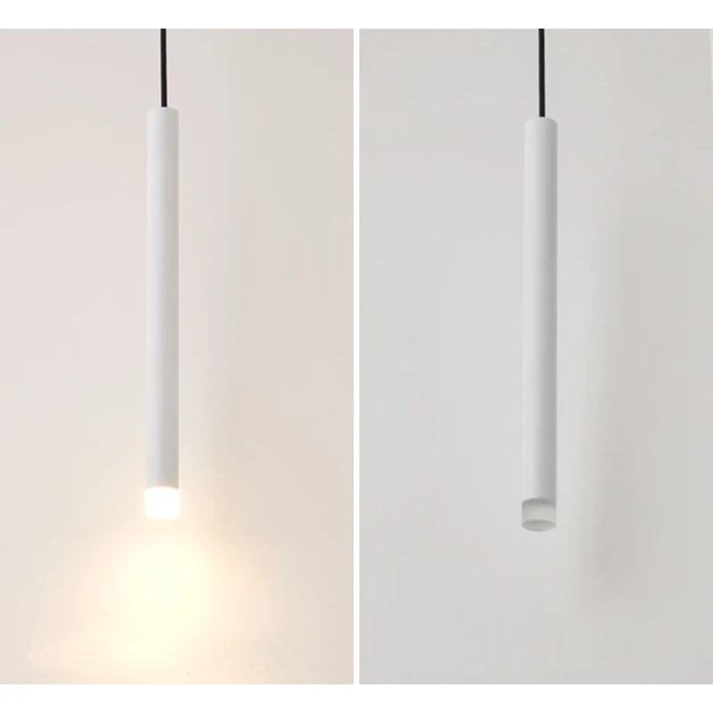 

Pendant Lights LED Lamp Modern Dia3cm Long Cylinder Black or White Bar Art Dining Room Bar Lights Light Fixture Decoration CE