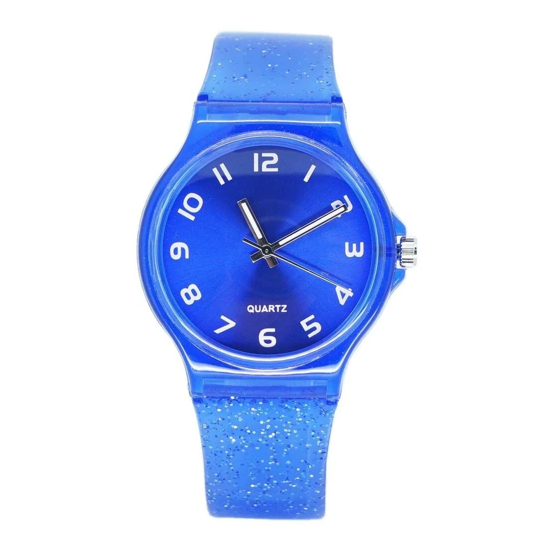 هلام السيليكون شفافة البريق حزام بلاستيكي النساء الساعات فريد الساخن بيع جديد الأزياء Relogio Feminino