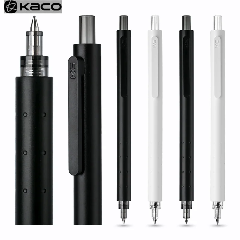 Kaco 10pcs/lot Gel Pen Set 0.5MM Push Business Student Pens Ballpoint Pучка School Office Stationery Supplies Smooth Writing