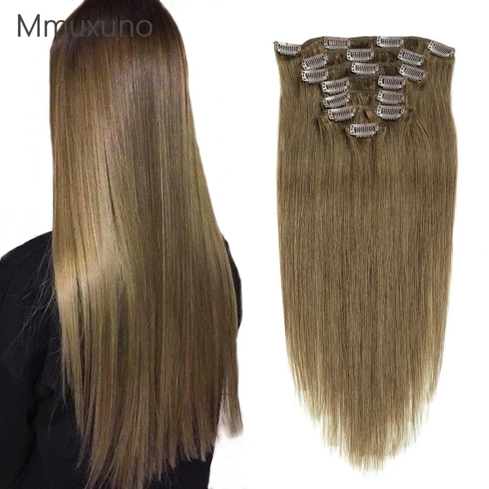 100g  #8 human hair clip hair piece