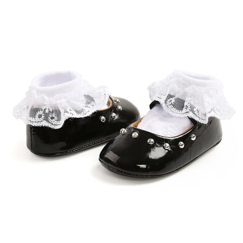 

Spring-Autumn Crib shoes 2pcs/set Baby Girl Sweet Princess Soft-soled Toddler Girls Shoes + Socks Infant ToddlerSets For 0-18M