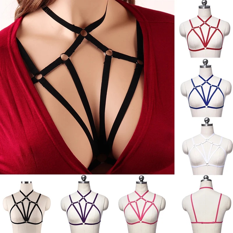 Multi-color latest fashion sexy elastic underwear bare chest bondage straps adjustable cross sexy hollow bandage underwear