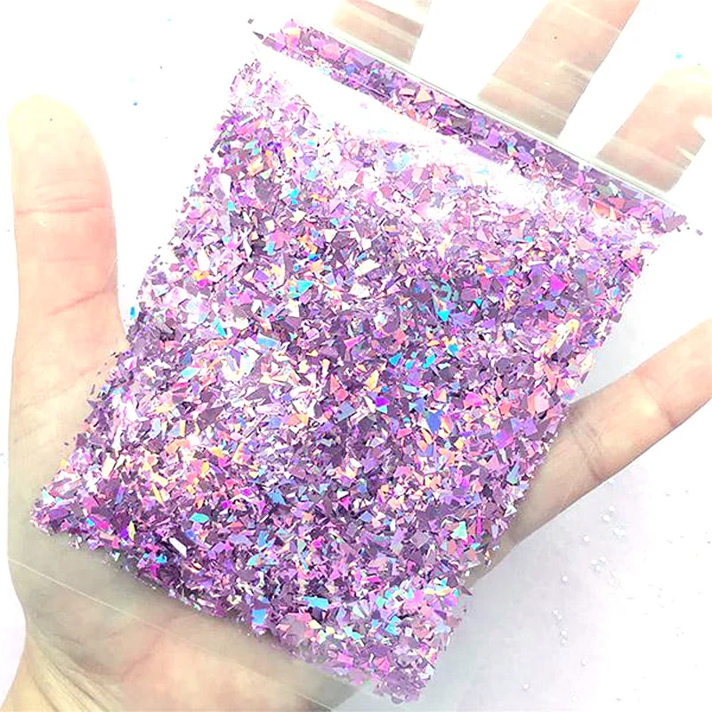 IRREGULAR shape Glitter U Choose 12 Colors/ 50grams/2 oz  Nail Glitter FLAKES-PURPLE RAIN/Holographic Irregular Shape Glitter