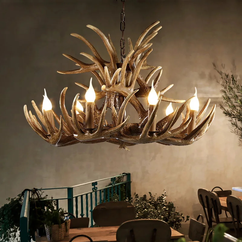 Brown White Resin Antler Vintage Chandelier Lighting 4/6/9/12 Arms E14 Luxury Chandeliers For House Lighting Fixtures