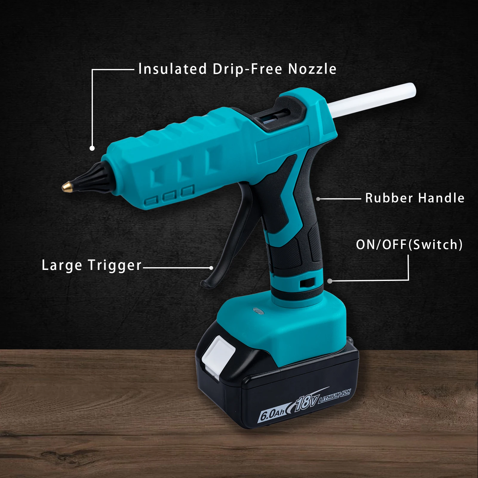 Mellif 100W Cordless Hot Glue Gun for Makita 18V LXT Battery BL1830 BL1840 Full Size DIY Electric Heat Repair Tool (tool only)