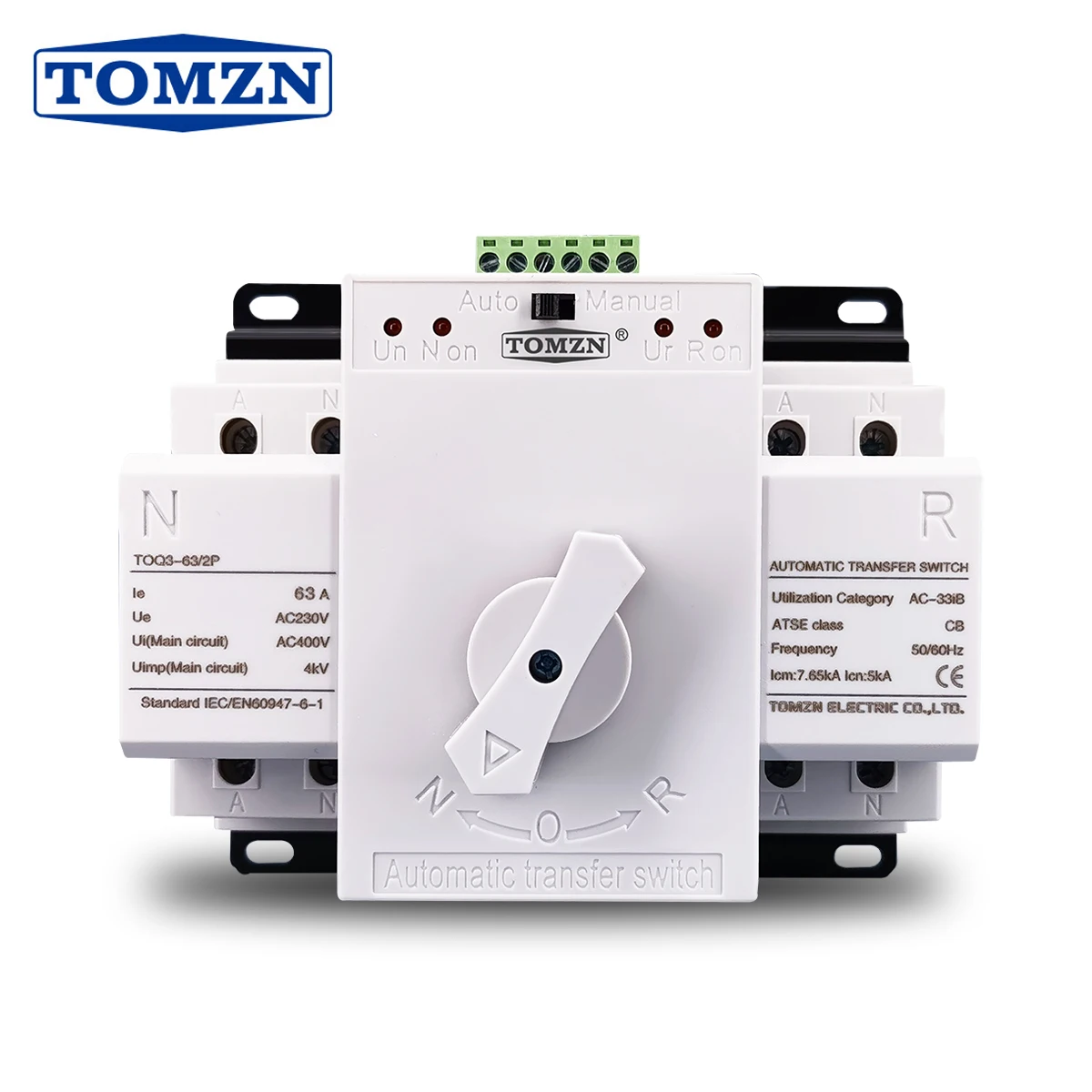 TOMZN 2P 63A 230V Przełącznik Automatyczny Przełączania Źródeł Zasilania (ATS) Typu MCB