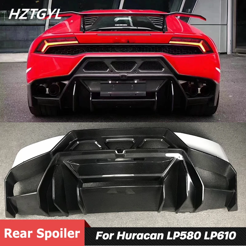 V Style Carbon Fiber Or FRP Material Rear Bumper Lip Spoiler Diffuser For Lamborghini Huracan LP610 LP580 2014-2017