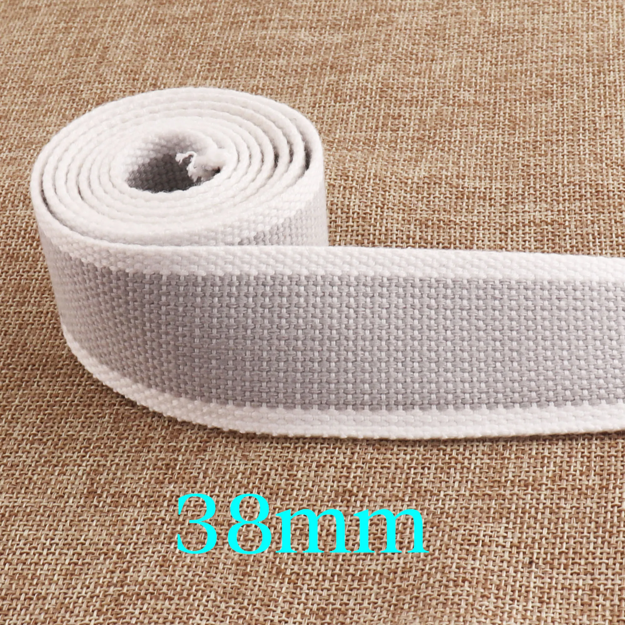 

38mm Webbing Strap White Gray Striped Bag Strapping Webbing for Cross Body Shoulder Bag Purse Cotton Webbing Nylon Webbing