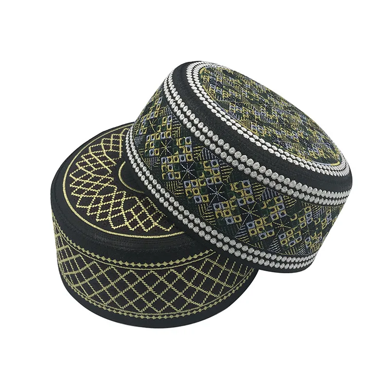 2020 Muslim Hats Men Cotton Embroidery Turban Islam Prayer Arab Man India Hijab Caps Saudi Arabia Islamism Musliman Jewish Hat