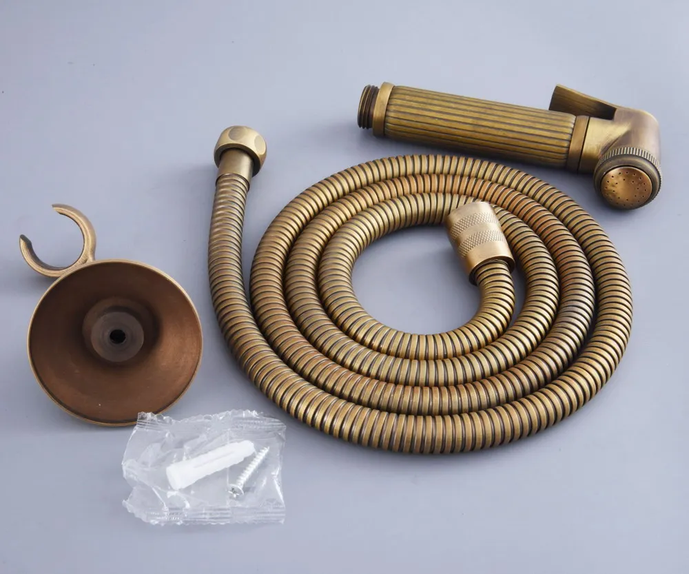 Antique Brass Bathroom High Pressure Toilet Bidet Spray Hand Held Shower Head Sprayer / Shower Hose / shower Bracket mhh111