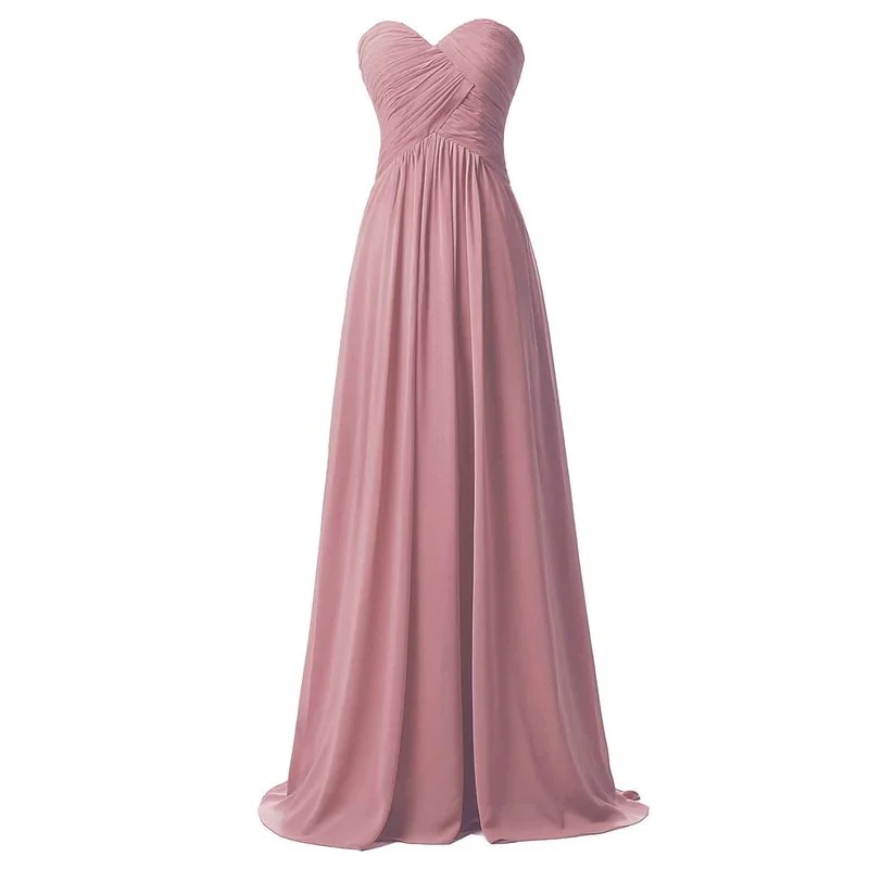 

Simple Bridesmaid Dresses Sweetheart Sleeveless A-line Wedding Party Gowns Chiffon Tiered Wedding Guest Dress Formal Vestidos