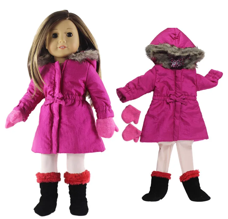 

4in1 Set Doll Clothes Outfit Coat+tights+gloves+boots for 18" inch American Doll b02