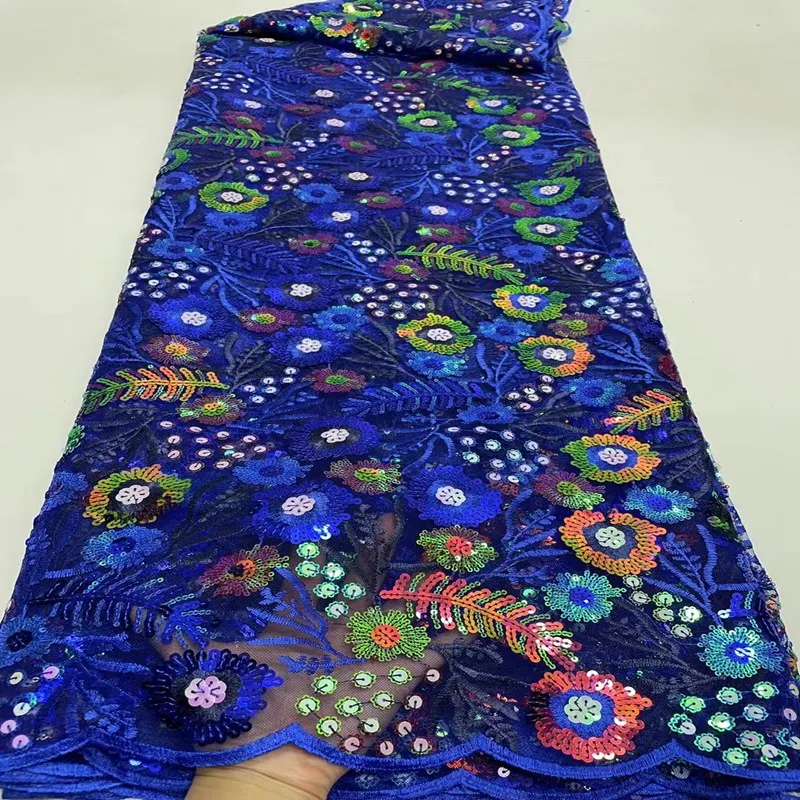 

Hot Sale tulle Sequin And Embroidery Lace Fabric 5yards French Mesh Lace African Net Lace Fabric For Wedding Party TS9752