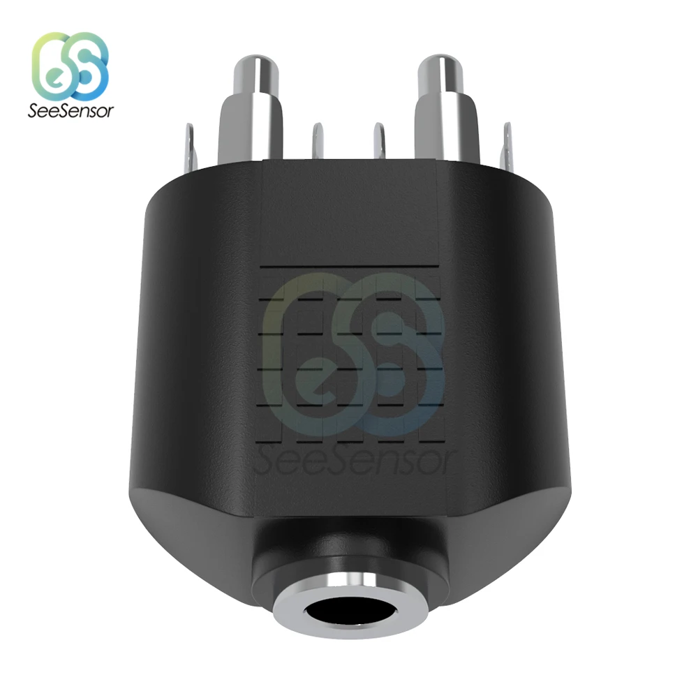 3.5mm Audio Stereo Jack Female To 2 RCA Male Audio Jack Connector Adapter Converter for Speaker Power Amplifier Silver Plated