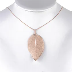 Natural Long Leaf Pendants Necklace Female Necklaces Fashion Jewelry For Women Stray Leaves Unique Sweater Pendant