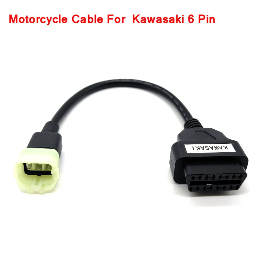 For Kawasaki Motorcycle Diagnostic Cable 6Pin to OBD2 16 Pin Connector Motorbike Adapter