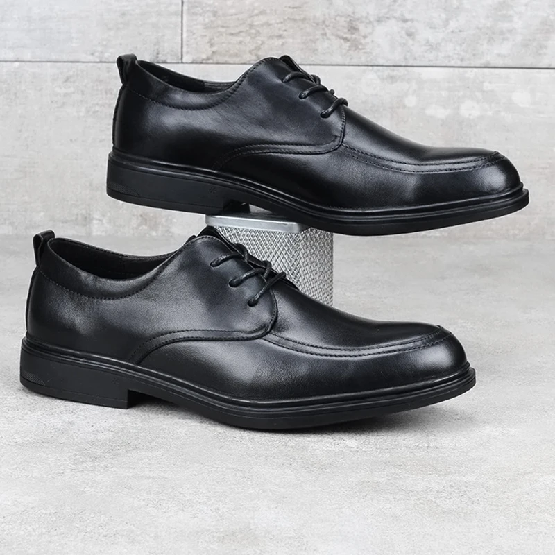 Robe d'affaires à lacets pour hommes, chaussures de bonne qualité, en cuir véritable, style rétro britannique, assorties avec tout