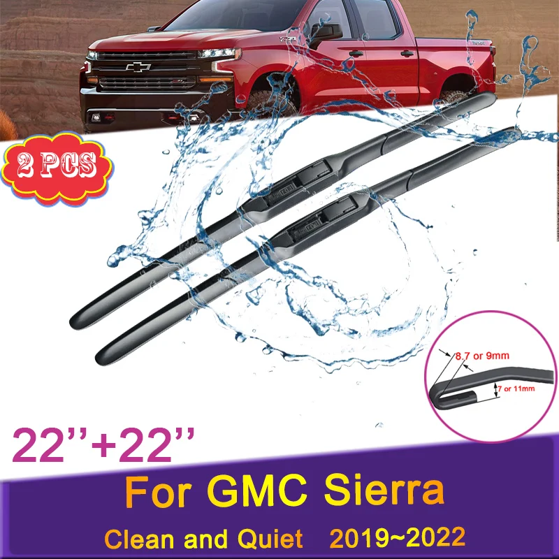 

Car Front Wiper Blades for GMC Sierra Fifth Generation 2019 2020 2021 2022 Windshield Frameless Rubber Snow Scraping Accessories