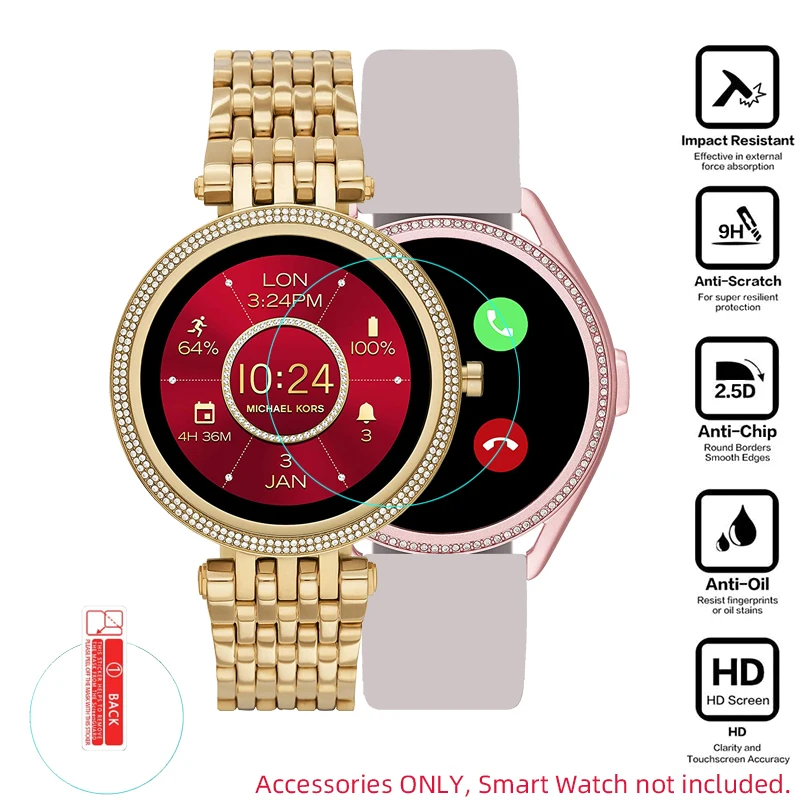 Tempered Glass Protective Film For Michael Kors Access Gen 5E MKGO/Darci Smartwatch LCD Screen Protector Cover Watch Protection