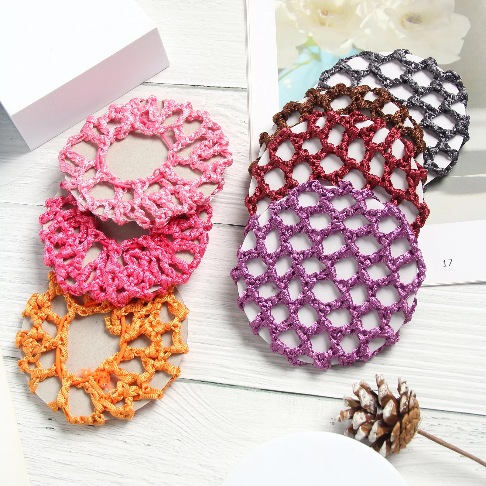 Moda Kobiety Dziewczyny 1PC Bun Cover Candy Color Hair Net Ballet Dance Elastyczne opaski do włosów Szydełkowe solidne nakrycia głowy Akcesoria do włosów