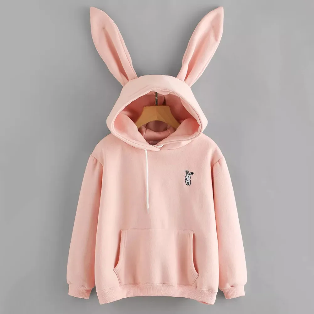 kawaii Hoodies Women Girl Sweatshirt 2021 Cute Bunny Ear Pullover Autumn Winter Casual long sleeve ladies top sudadera mujer