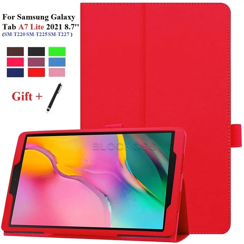 For Samsung Galaxy Tab A7 Lite Case 2021 8.7'' Tablet Cover Coque Auto Sleep Wake PU Leather Case for SM-T220 SM-T225 with Pen