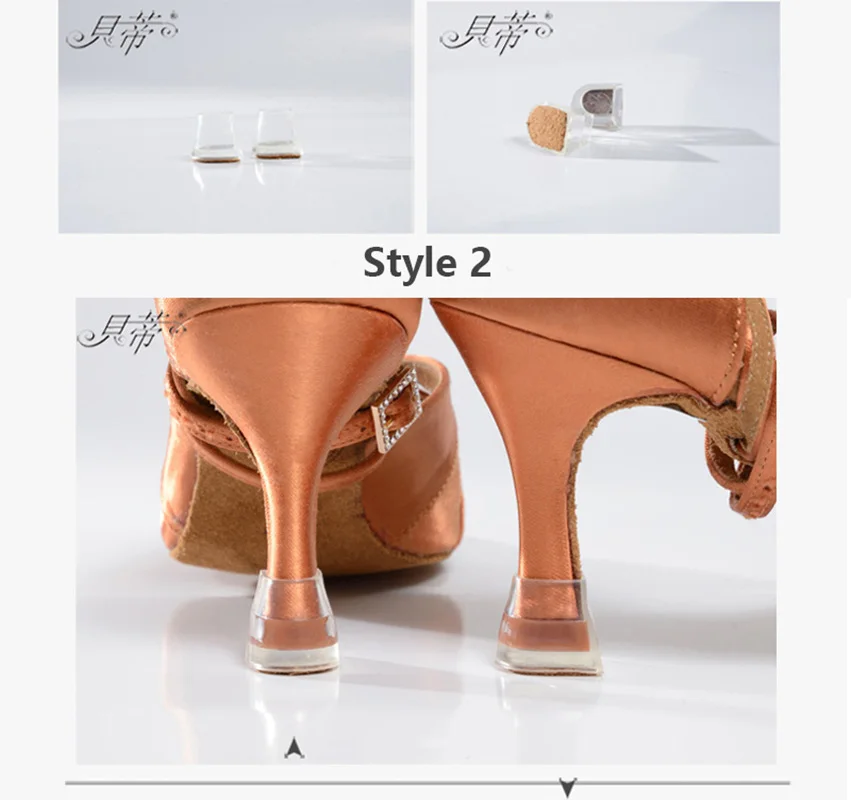 BD الرقص الاكسسوارات اللاتينية القياسية أحذية الرقص المضادة للانزلاق كعب يغطي معدات الحماية 2 pairs الجلود #4