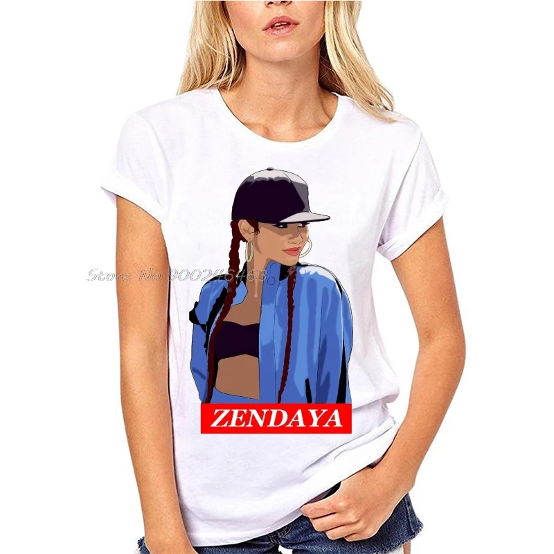 Cool Zendaya Women Short-Sleeved Standard T-Shirt Girl Cotton O-neck T Shirt Hip Hop Tees Tops Harajuku