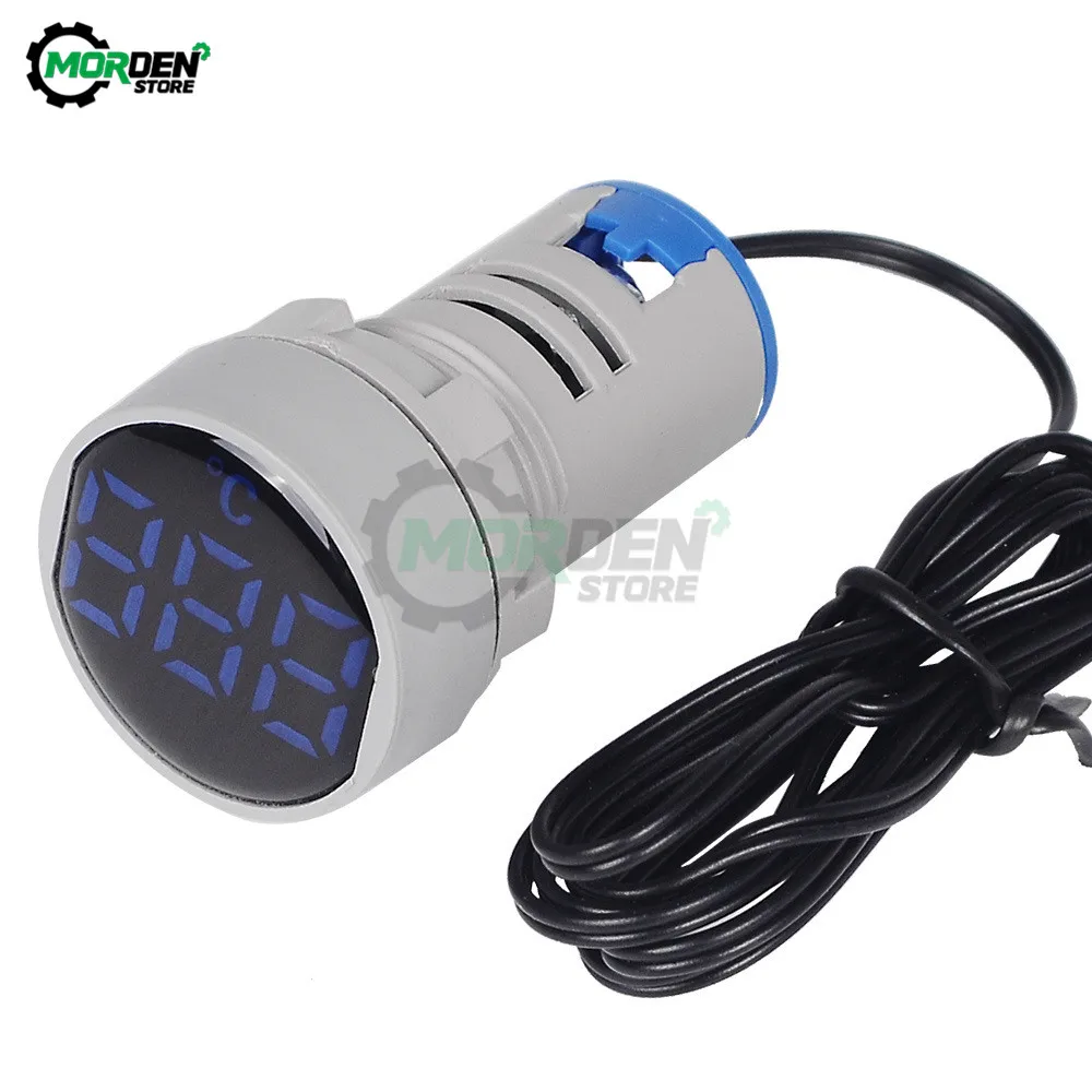 22mm Mini LED termometro digitale 20-119 Celsius 50-380V AC rotondo piccolo Display indicatore pilota misuratore di temperatura della luce Dropship