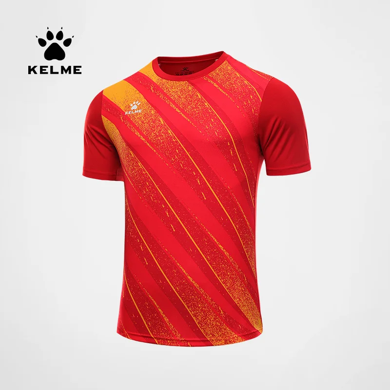 KELME 2023 Football Jersey Top Men\'s Printed Short-Sleeved Quick-drying T-shirt Competition Training Team Uniform 8251ZB1008