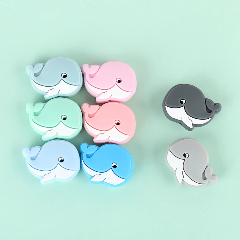 Whale Shape Silicone Beads 5Pcs Food Grade Baby Oral Care Molar Teething Beads DIY Pacifier Clips Accessories Teething Toys