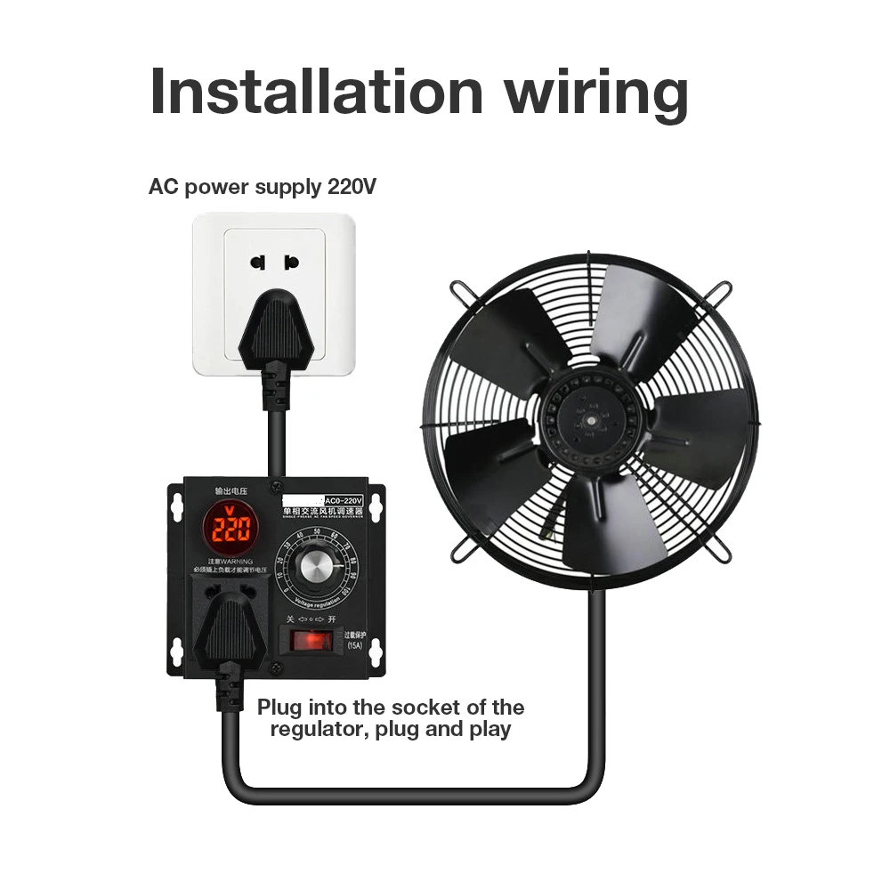 220V Governor Motor Speed Controller Electronic Voltage Regulator Single-Phase AC Fan Stepless Temperature and Light Adjustment