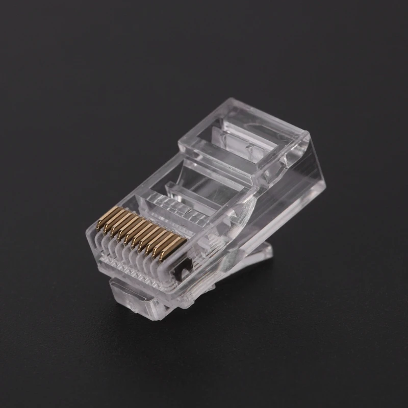 50 Pcs/Pack Stranded 10P10C Network Cable Connector RJ48 Crystal Plug Modular