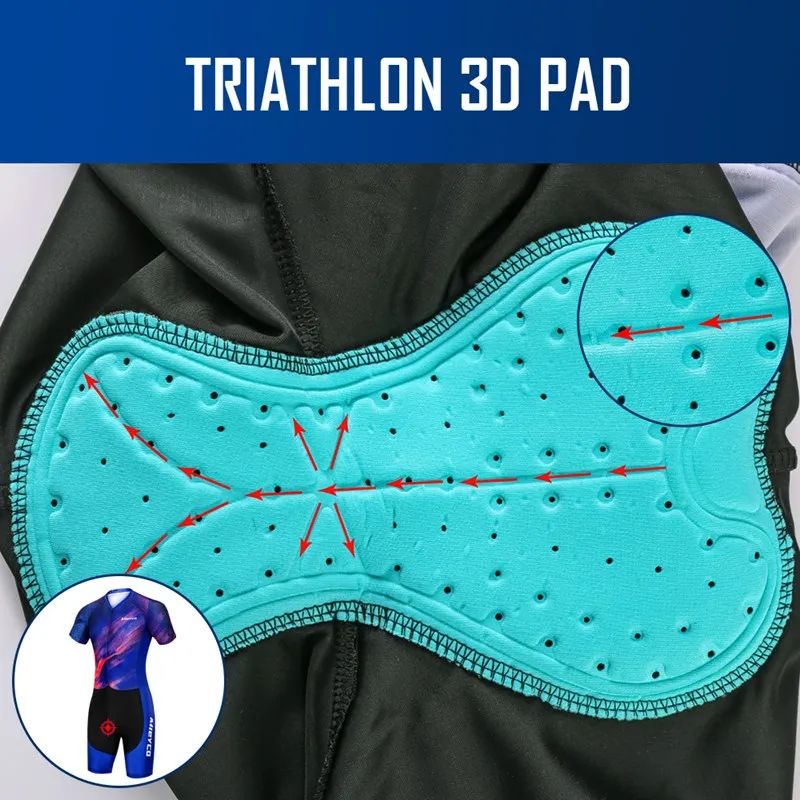Herren-Triathlon-Skinsuit, kurzärmelig, schnelltrocknend, atmungsaktiv, einteiliger Radsportanzug, MTB, Bike, Lauf, Rennsportbekleidung – Detail 10