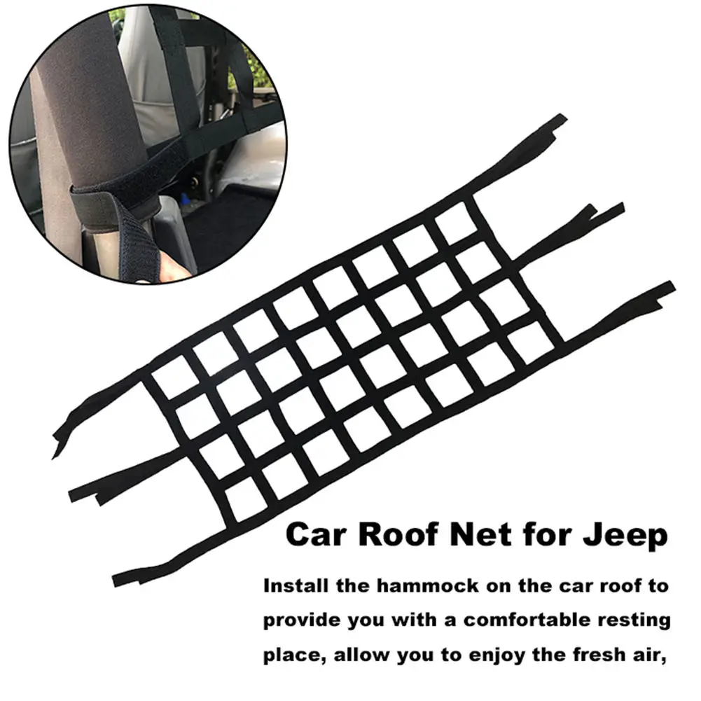 Car Roof Cargo Net For Jeep Wrangler TJ JK JL Storage Net Sunshafe Multi-function Heavy Duty Cover Hammock Bed Car Roof