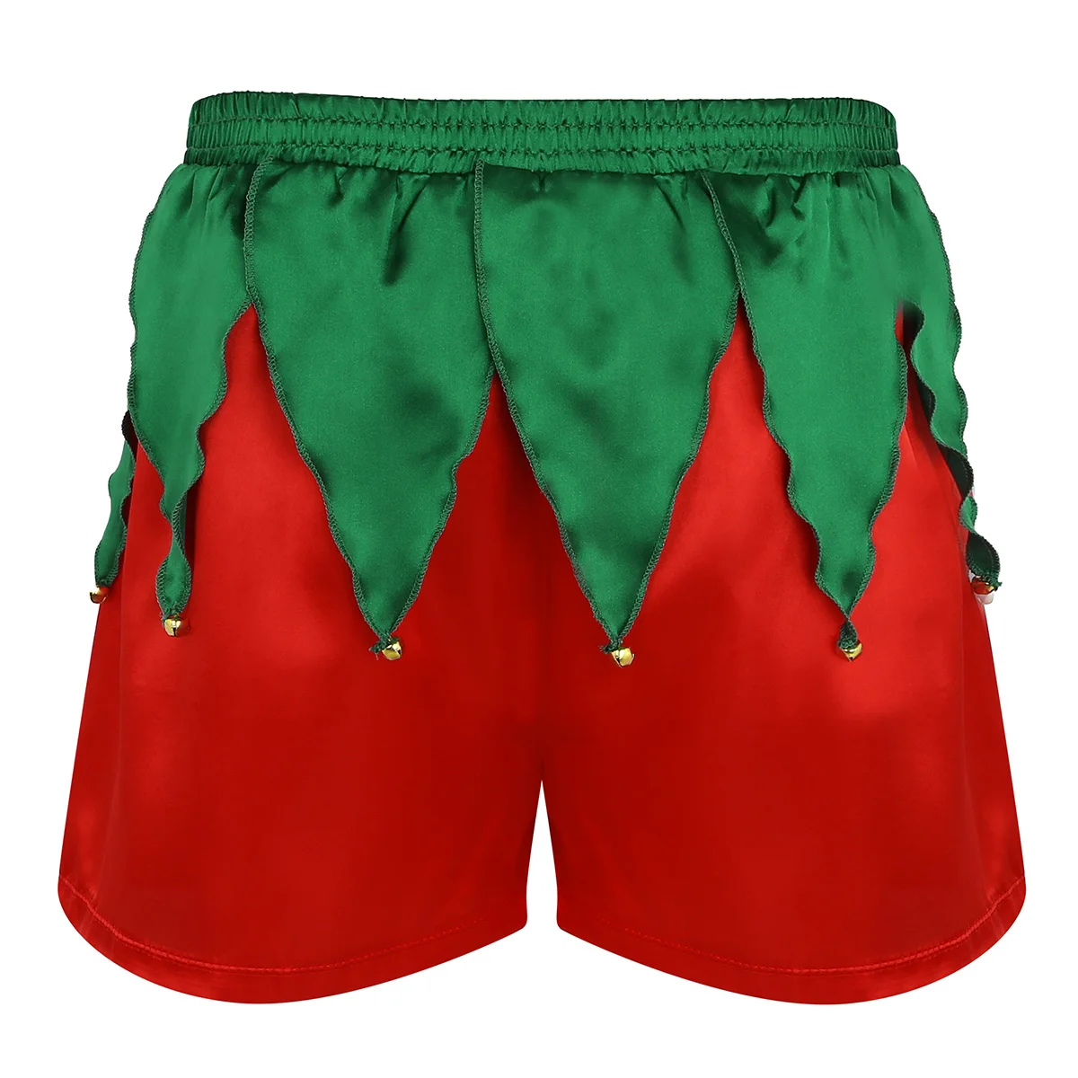 Mens Christmas Elf Boxer Shorts Underwear Lounge Trunks Underpants Shiny Satin Santa Claus Xmas Cosplay Costume