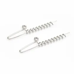 20pcs/lot Soft Fishing Bait Connector Worms Lure Spring Lock Pins 45/60MM To Fixed Latch Needle Soft Lures Pesca Accessories