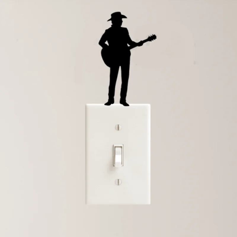 Country Guitar Decal Vinyl Sticker Music Instrument Light Switch Cowboy Car Window Laptop Decor