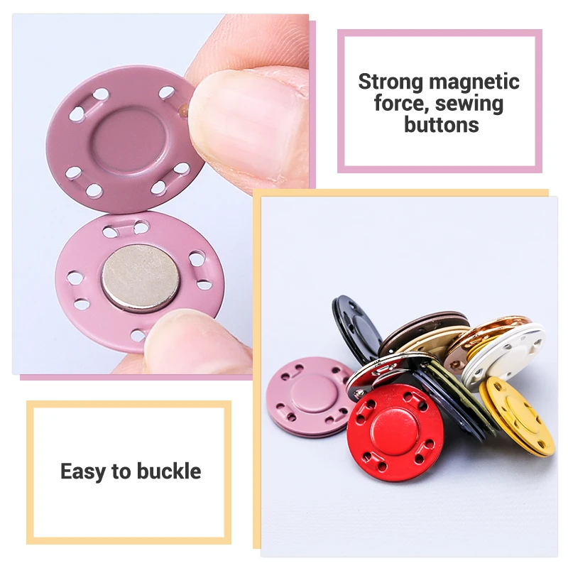 5 Pairs Sewing Metal Buttons Magnet Stone Colorful Automatic Magnetic Snap Buttons Invisible Suitcase Bag Coat Buckle DIY Craft