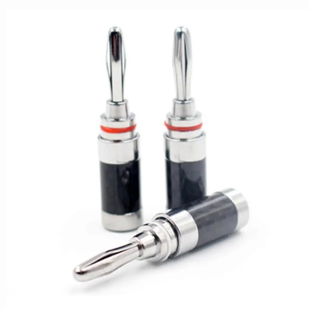 HiFi 4Pcs  Banana Speaker-Adapter Plug, Carbon Fiber Series Rhdium Plated banana connector Jack,speaker cable banana plug