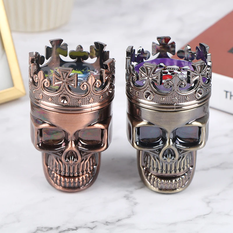 Classic King Skull Plastics Tobacco Herb Spice Grinder 3 Layers Crusher Hand Muller Smoke Grinders Smoking Accessories Gift 1PC