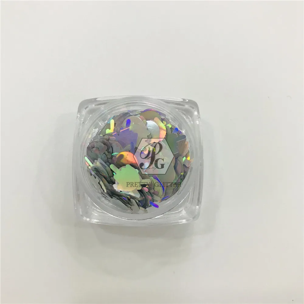 PrettyG 1 Box Middle Finger Shape Holographic Glitter Sequins for Resin DIY Making Art Craft Nail Makeup Decoration Accessories