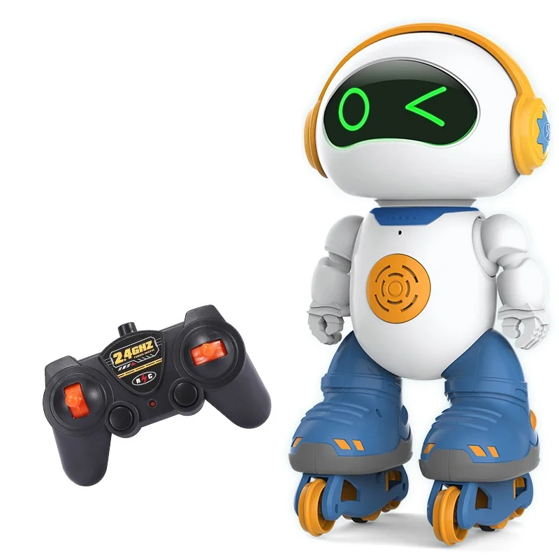 

RC Robot Toys Sing And Dance, Cool Lights And Music Omni-Directional Walking Intelligent Pulley Robot Toy