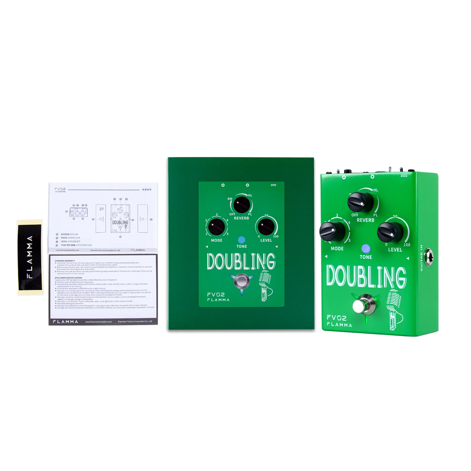 FLAMMA FV02 Vocal Doubling Effects Processor Support 48V Phantom Power with Multiple Vocal Modes Two Outpute Modes