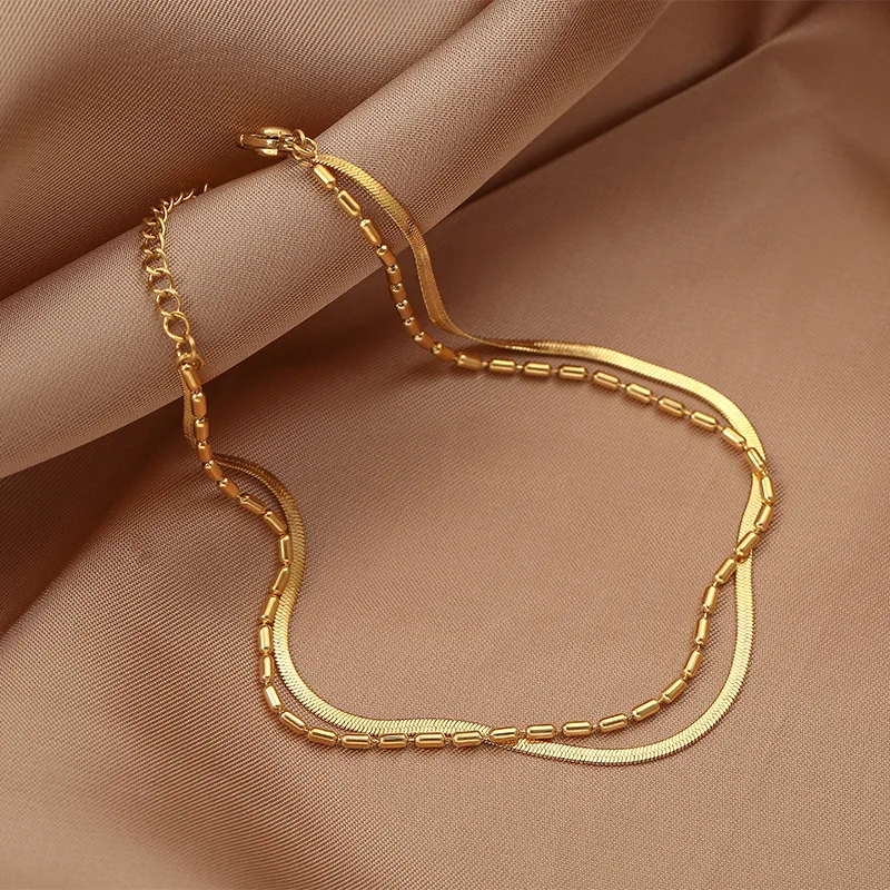 Fashion Jewelry Stainless Steel Women\'s Anklet Women\'s Jewelry Multilayer Gold colour Anklet