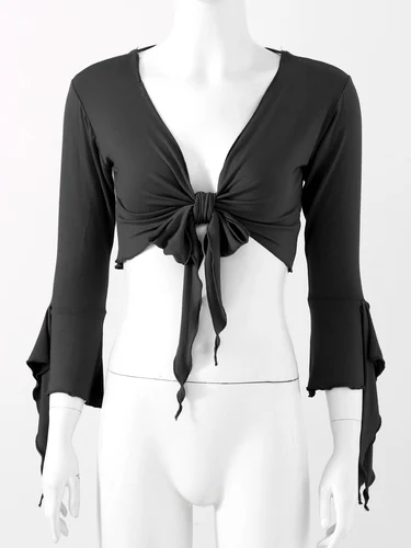 Imagen 2 del producto Top corto de danza del vientre Sexy, blusa con cordones, Top Choli, sujetador, trajes de baile