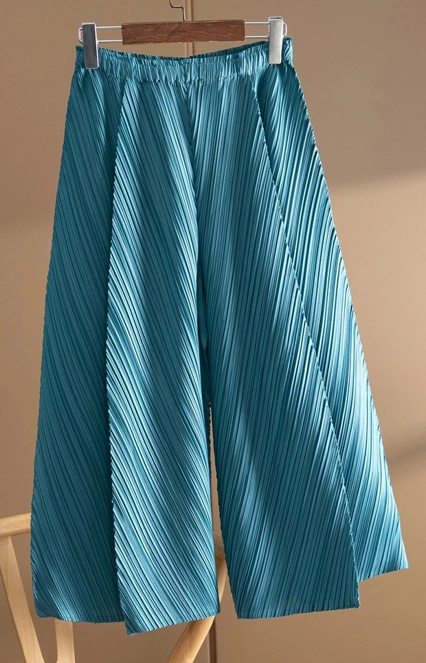 

HOT SELLING miyake Fashion pleated solid Wide leg pants IN STOCK