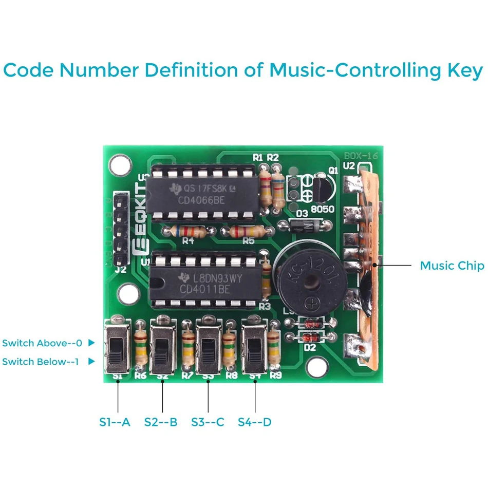 Caja de Sonido de 16 tonos, de 16 tonos módulo electrónico, piezas de Kit, componentes, Kits de aprendizaje de práctica de soldadura para Arduino