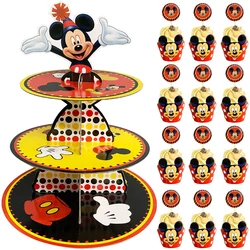 Cobertura para bolo do mickey mouse preto, decoração de festa de 1 ano para bebês meninos e meninas